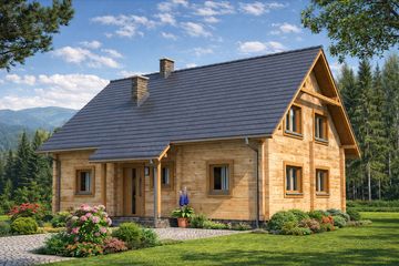  Projekt domu L-70 Dom z bali (BBD1097) - projekt domu parterowego z poddaszem - Zdjęcie 3