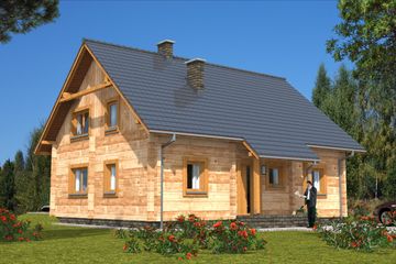  Projekt domu L-70 Dom z bali (BBD1097) - projekt domu parterowego z poddaszem - Zdjęcie 4