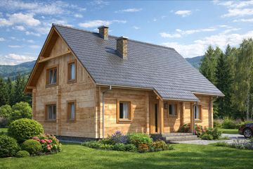  Projekt domu L-70 Dom z bali (BBD1097) - projekt domu parterowego z poddaszem - Zdjęcie 4