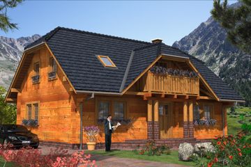  Projekt domu L-72 Dom wiosenna z bali (BBD1101) - projekt domu parterowego z poddaszem - Zdjęcie 1