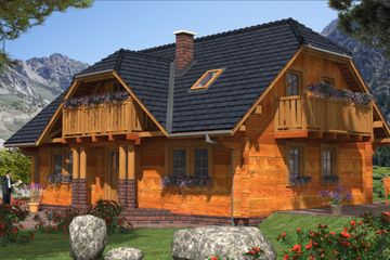  Projekt domu L-72 Dom wiosenna z bali (BBD1101) - projekt domu parterowego z poddaszem - Zdjęcie 2