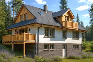  Projekt domu L-75 Dom willowa murowany (BBD1106) - projekt domu parterowego z poddaszem - Zdjęcie 2