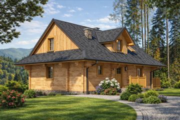  Projekt domu L-75 Dom willowa z bali (BBD1108) - projekt domu parterowego z poddaszem - Zdjęcie 4