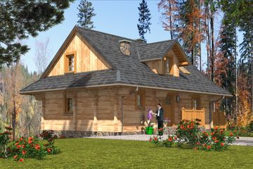  Projekt domu L-75 Dom willowa z bali (BBD1108) - projekt domu parterowego z poddaszem - Zdjęcie 4