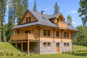  Projekt domu L-75 Dom willowa z bali (BBD1108) - projekt domu parterowego z poddaszem - Zdjęcie 1