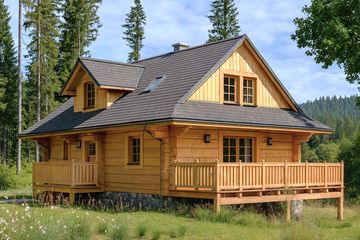  Projekt domu L-75 Dom willowa z bali (BBD1108) - projekt domu parterowego z poddaszem - Zdjęcie 2