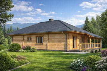  Projekt domu L-76 Dom jesienna z bali (BBD1110) - projekt domu parterowego - Zdjęcie 3