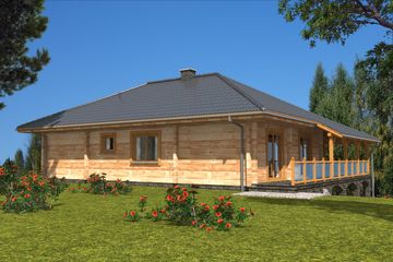  Projekt domu L-76 Dom jesienna z bali (BBD1110) - projekt domu parterowego - Zdjęcie 3