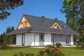  Projekt domu L-80 Dom jarzębinowa szkieletowy (BBD1116) - projekt domu parterowego z poddaszem - Zdjęcie 4