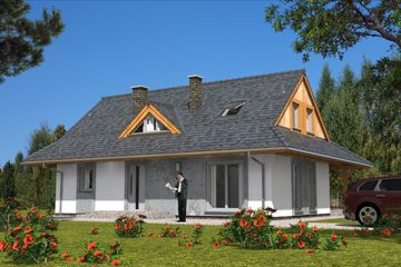  Projekt domu L-80 Dom jarzębinowa szkieletowy (BBD1116) - projekt domu parterowego z poddaszem - Zdjęcie 3