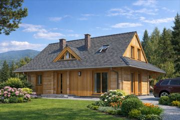  Projekt domu L-80 Dom jarzębinowa z bali (BBD1117) - projekt domu parterowego z poddaszem - Zdjęcie 3