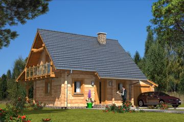  Projekt domu L-83 Dom bielska z bali (BBD1119) - projekt domu parterowego z poddaszem - Zdjęcie 4