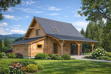  Projekt domu L-83 Dom bielska z bali (BBD1119) - projekt domu parterowego z poddaszem - Zdjęcie 4