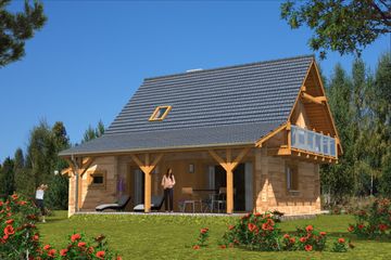  Projekt domu L-83 Dom bielska z bali (BBD1119) - projekt domu parterowego z poddaszem - Zdjęcie 5