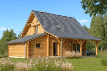  Projekt domu L-83 Dom bielska z bali (BBD1119) - projekt domu parterowego z poddaszem - Zdjęcie 3