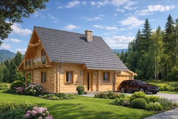  Projekt domu L-83 Dom bielska z bali (BBD1119) - projekt domu parterowego z poddaszem - Zdjęcie 3