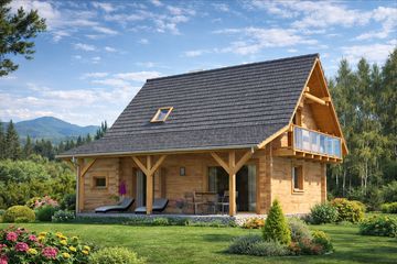  Projekt domu L-83 Dom bielska z bali (BBD1119) - projekt domu parterowego z poddaszem - Zdjęcie 2