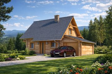  Projekt domu L-83 Dom bielska z bali (BBD1119) - projekt domu parterowego z poddaszem - Zdjęcie 1