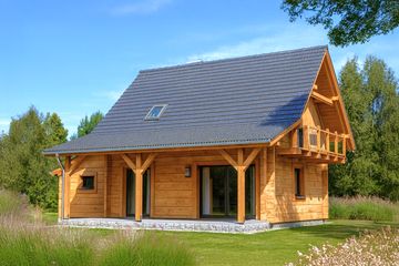  Projekt domu L-83 Dom bielska z bali (BBD1119) - projekt domu parterowego z poddaszem - Zdjęcie 1