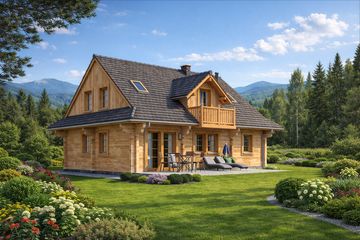  Projekt domu L-88 Dom z bali (BBD1124) - projekt domu parterowego z poddaszem - Zdjęcie 2