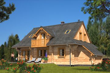  Projekt domu L-88 Dom z bali (BBD1124) - projekt domu parterowego z poddaszem - Zdjęcie 3