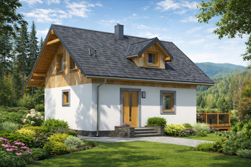  Projekt domu L-87 Dom modrzewiowa szkieletowy (BBD1129) - projekt domu parterowego z poddaszem - Zdjęcie 3