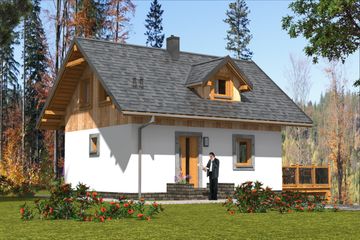  Projekt domu L-87 Dom modrzewiowa szkieletowy (BBD1129) - projekt domu parterowego z poddaszem - Zdjęcie 3