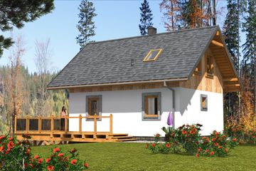  Projekt domu L-87 Dom modrzewiowa szkieletowy (BBD1129) - projekt domu parterowego z poddaszem - Zdjęcie 4