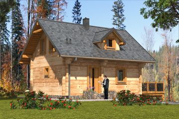  Projekt domu L-87 Dom modrzewiowa z bali (BBD1130) - projekt domu parterowego z poddaszem - Zdjęcie 3