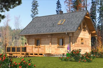  Projekt domu L-87 Dom modrzewiowa z bali (BBD1130) - projekt domu parterowego z poddaszem - Zdjęcie 4