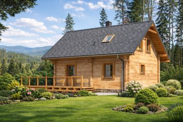  Projekt domu L-87 Dom modrzewiowa z bali (BBD1130) - projekt domu parterowego z poddaszem - Zdjęcie 4