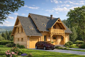  Projekt domu L-89 Dom konwaliowa - z bali (BBD1132) - projekt domu parterowego z poddaszem - Zdjęcie 3