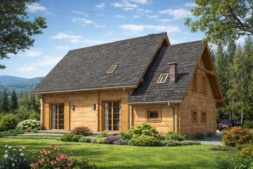  Projekt domu L-89 Dom konwaliowa - z bali (BBD1132) - projekt domu parterowego z poddaszem - Zdjęcie 4