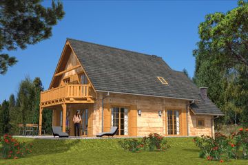  Projekt domu L-89 Dom konwaliowa - z bali (BBD1132) - projekt domu parterowego z poddaszem - Zdjęcie 4