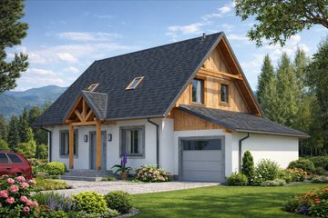  Projekt domu L-91 Dom cyprysowa szkieletowy (BBD1135) - projekt domu parterowego z poddaszem - Zdjęcie 1