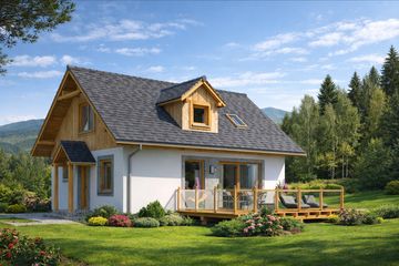  Projekt domu L-92 Dom jaskółcza szkieletowy (BBD1137) - projekt domu parterowego z poddaszem - Zdjęcie 2