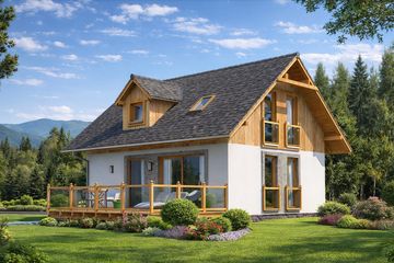  Projekt domu L-92 Dom jaskółcza szkieletowy (BBD1137) - projekt domu parterowego z poddaszem - Zdjęcie 1