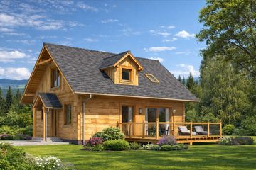  Projekt domu L-92 Dom jaskółcza z bali (BBD1138) - projekt domu parterowego z poddaszem - Zdjęcie 2