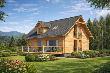  Projekt domu L-92 Dom jaskółcza z bali (BBD1138) - projekt domu parterowego z poddaszem - Zdjęcie 1