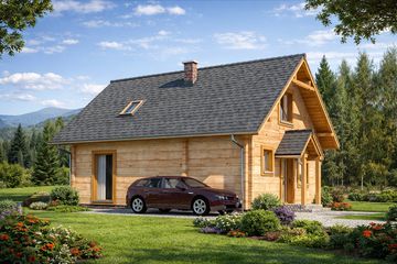  Projekt domu L-92 Dom jaskółcza z bali (BBD1138) - projekt domu parterowego z poddaszem - Zdjęcie 3