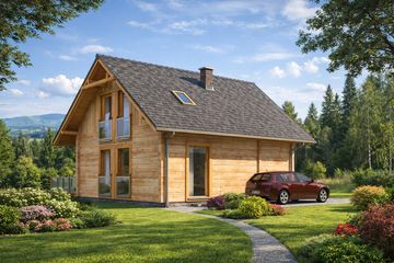  Projekt domu L-92 Dom jaskółcza z bali (BBD1138) - projekt domu parterowego z poddaszem - Zdjęcie 4