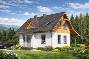  Projekt domu L-84 Dom krótka szkieletowy (BBD1141) - projekt domu parterowego z poddaszem - Zdjęcie 1