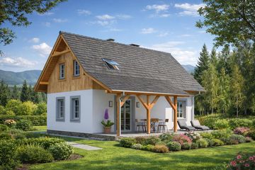  Projekt domu L-84 Dom krótka szkieletowy (BBD1141) - projekt domu parterowego z poddaszem - Zdjęcie 2