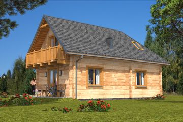  Projekt domu L-81 Dom odległa z bali (BBD1144) - projekt domu parterowego z poddaszem - Zdjęcie 2