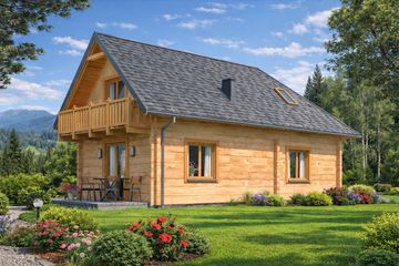  Projekt domu L-81 Dom odległa z bali (BBD1144) - projekt domu parterowego z poddaszem - Zdjęcie 2