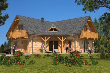  Projekt domu L-81 Dom odległa z bali (BBD1144) - projekt domu parterowego z poddaszem - Zdjęcie 1