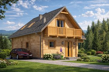  Projekt domu L-81 Dom odległa z bali (BBD1144) - projekt domu parterowego z poddaszem - Zdjęcie 3