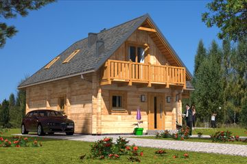  Projekt domu L-81 Dom odległa z bali (BBD1144) - projekt domu parterowego z poddaszem - Zdjęcie 3