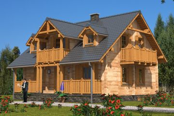  Projekt domu L-94 Dom szkolna z bali (BBD1146) - projekt domu parterowego z poddaszem - Zdjęcie 1