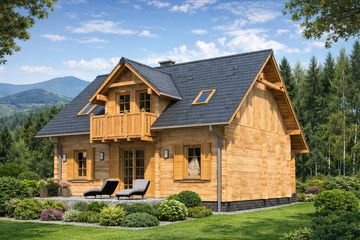  Projekt domu L-94 Dom szkolna z bali (BBD1146) - projekt domu parterowego z poddaszem - Zdjęcie 3